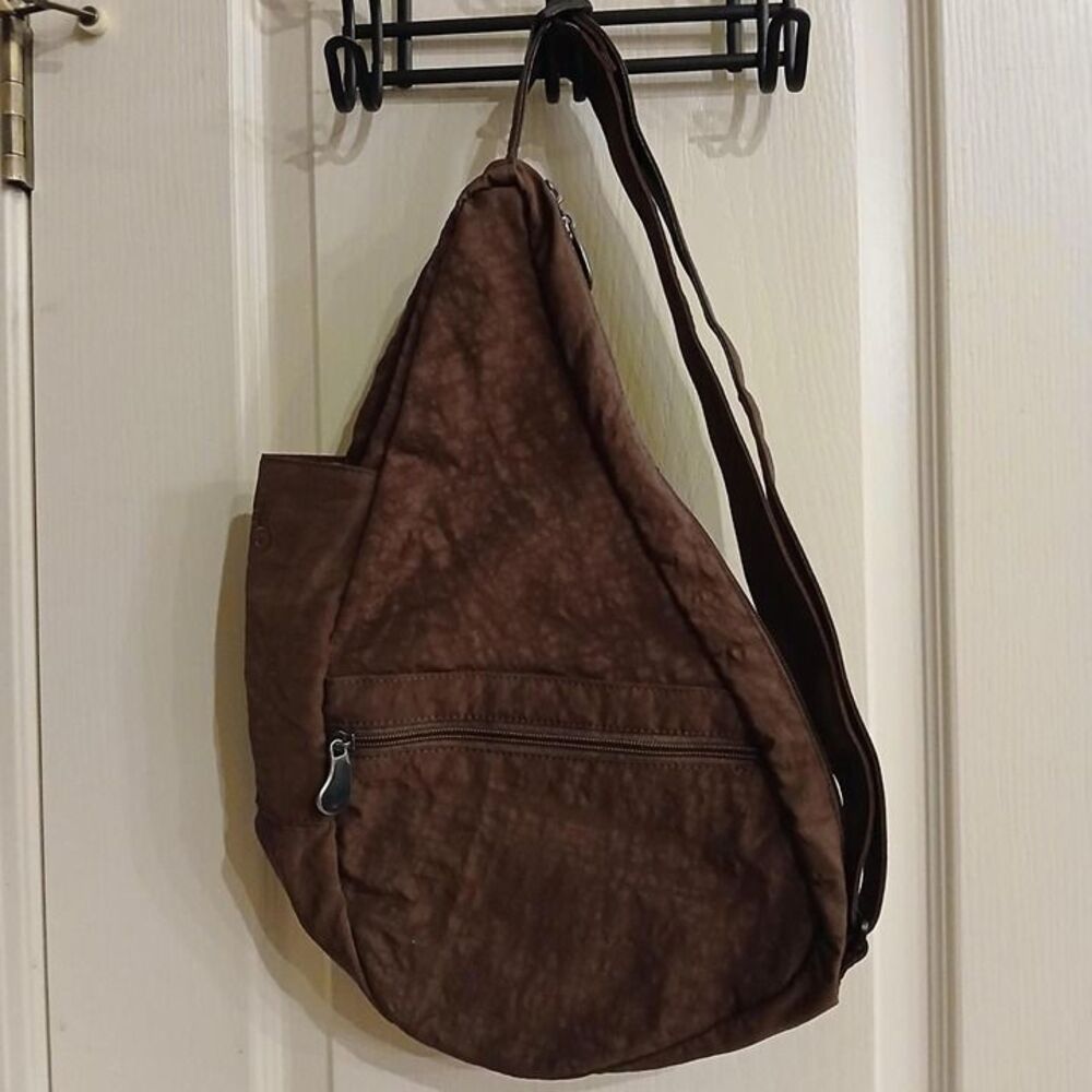 Ameribag Healthy Back Bag Backpack Crossbody Sling Pack Brown Nylon Gorpcore